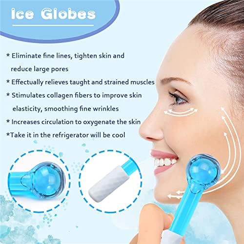 ICE GLOBES SMALL BALLS for Eyes, 2 PCS Blue Facial Globes for Massage Tool, Facial Roller Cold Skin Massagers, Tighten Skin, Reduce Puffiness and Dark Circles, Enhance Circulation-Velvo Beauty