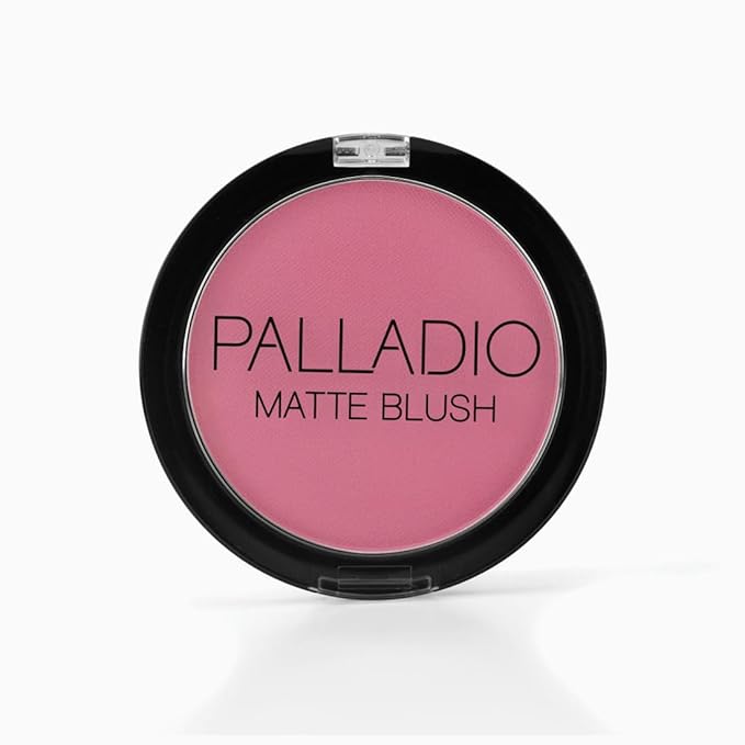 Palladio Matte Blush, Brushes onto Cheeks Smoothly, Soft Matte Look and Even Finish, Flawless Velvety Coverage, Effortless Blending Makeup, Flatters the Face, Convenient Compact, Bayberry-Velvo Beauty