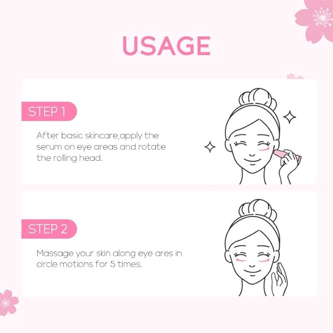 AKARY Cherry Blossom Eye Roller Serum Eye Moisturizer, Deep Hydration Eye Serum with Caffeine and Sodium Hyaluronate, Under Eye Cream to Reduce Dark Circles, Fine Lines, Smoothing Skin Care Treatment-Velvo Beauty