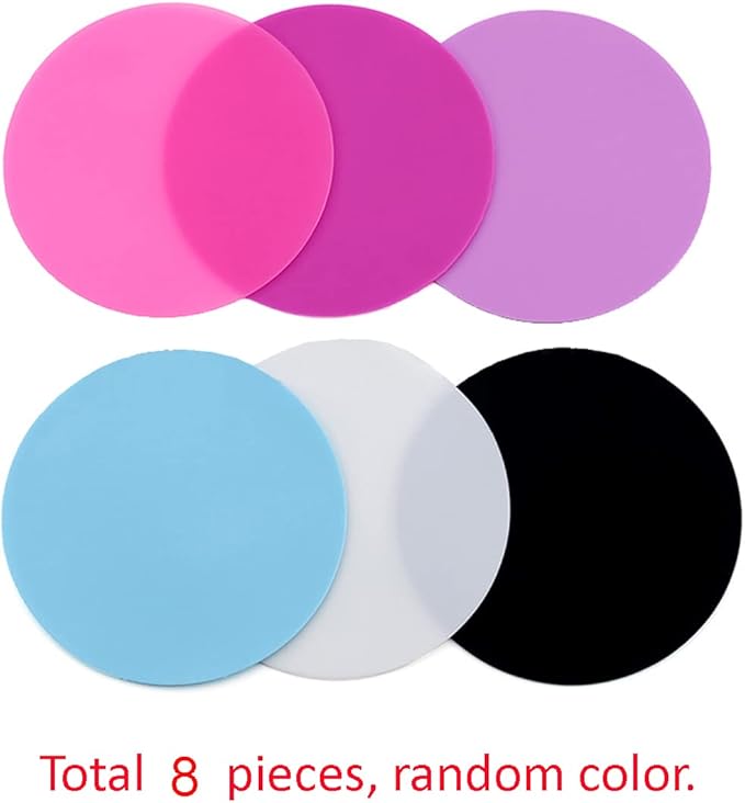 8 Sheets Silicone Round Shape Nail Art Painting Gel Palette Nail Polish Mixing Plate Foundation Lipstick Palette Cosmetic Palette Paint Drawing Color Dish Manicure Nail DIY Tool-Velvo Beauty