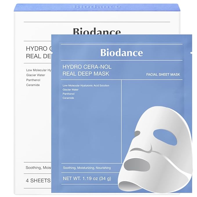 BIODANCE Hydro Cera-nol Real Deep Mask, Overnight Hydrogel Mask, Hydrating Facial Mask For Sensitive Skin, Redness Reducing & Quick Soothing Effect, Korean Skincare | 1.19oz(34g) x 4ea-Velvo Beauty