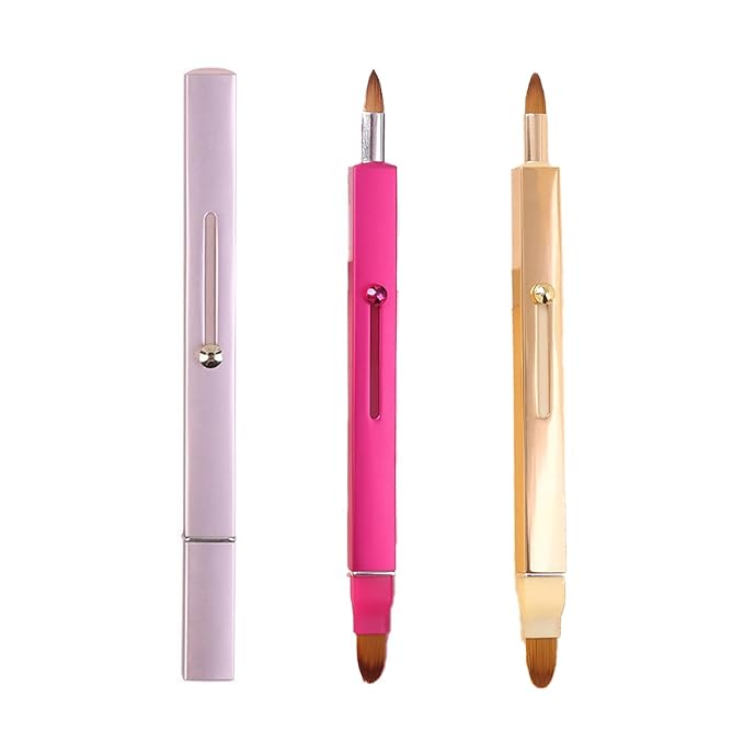 Lip Applicator Brush - 3 Pack Exquisite Professional Dustproof Retractable Lip Brush - Makeup Lipstick Lip Gloss Applicators (Pink Red Gold)-Velvo Beauty
