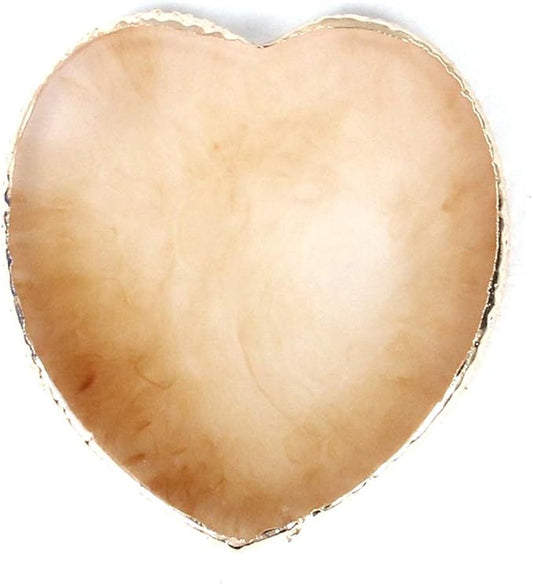 AKOAK 1 Pack Nail Heart Shape Resin Palette Agate Golden Edge Palette Crystal Edge Shooting Prop Palette Works Display Board Tools (Yellow)-Velvo Beauty
