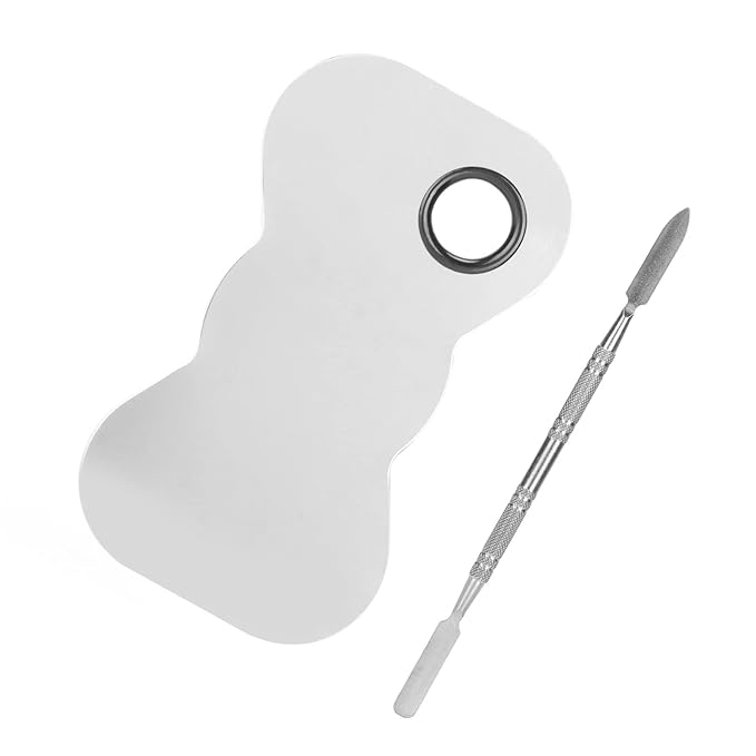 Cosmetic Makeup Palette Spatula, Mixing Bow Shape Stainless Steel Makeup Palette for Cosmetic Blend-Velvo Beauty