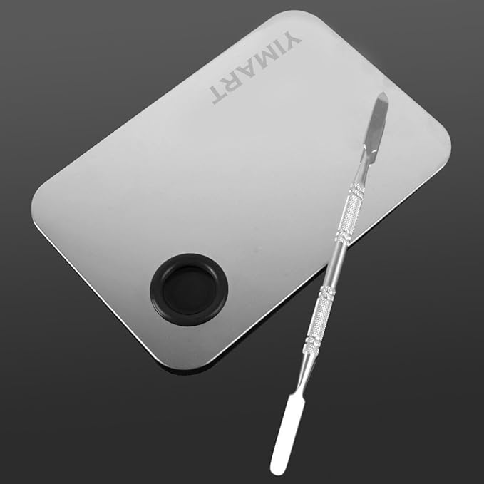 Yimart Stainless Steel Cosmetic Makeup Mixing Pallete with Spatula-Velvo Beauty