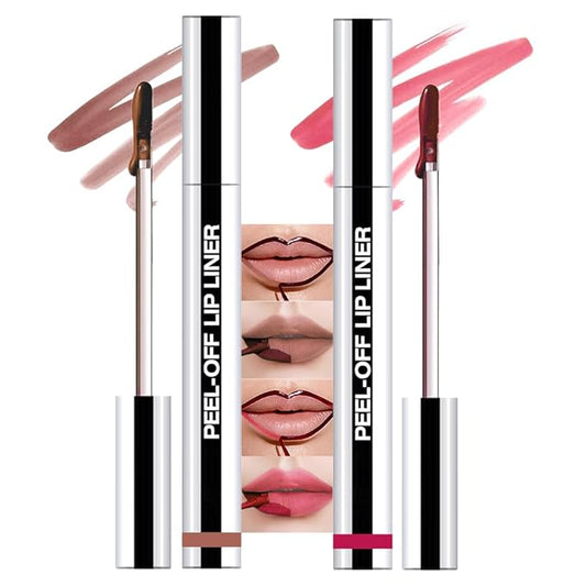 2 Pcs Matte Liquid Lip Stain Peel Off Lip Liner, Long Lasting Lip Tattoo, Waterproof & Transfer-Proof Lip Liner Peel Off Lip Gloss for All Skin Types. 0.12 fl oz #02+#06-Velvo Beauty