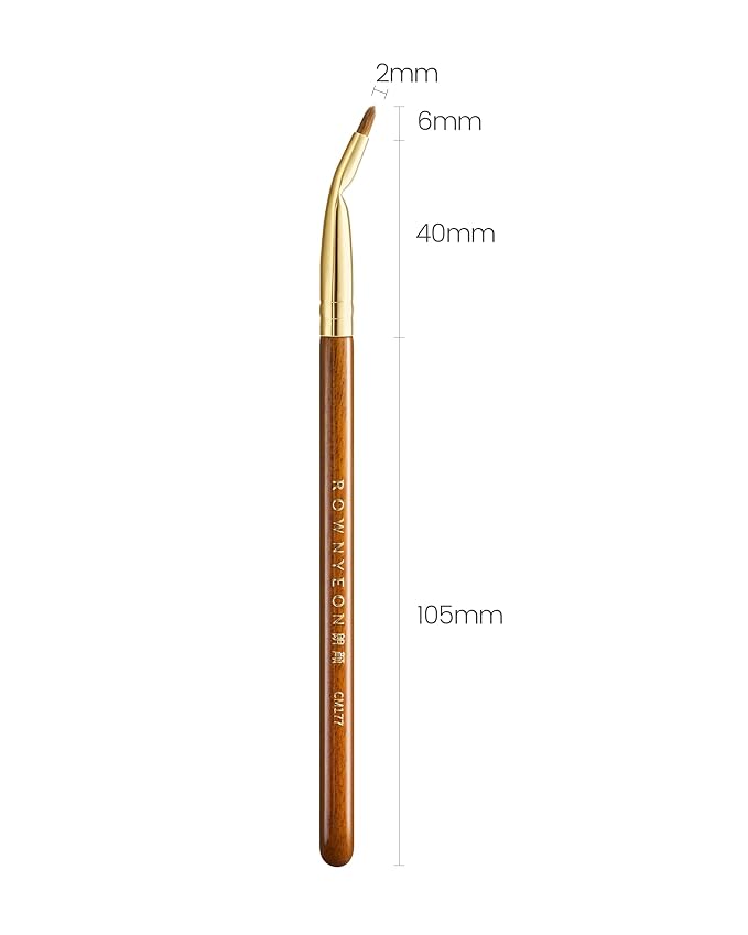 Desert Oak Series Bent Eyeliner Brush - 30° Angled Kolinsky Sable for Sharp Lines & Brows, Luxury Bubinga Handle (CM 177)-Velvo Beauty
