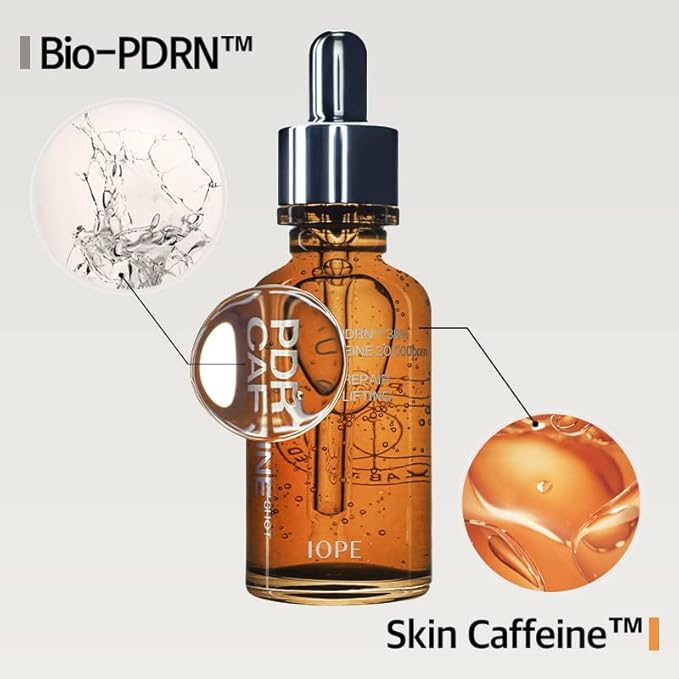 IOPE BIO-PDRN Caffeine Shot Serum | 38% Plant-Based Vegan PDRN & 20,000ppm Caffeine & Niacinamide in a Bottle, Plumping Skin, Intense Lifting and Firming, Korean Skincare, 1.01 Fl Oz-Velvo Beauty