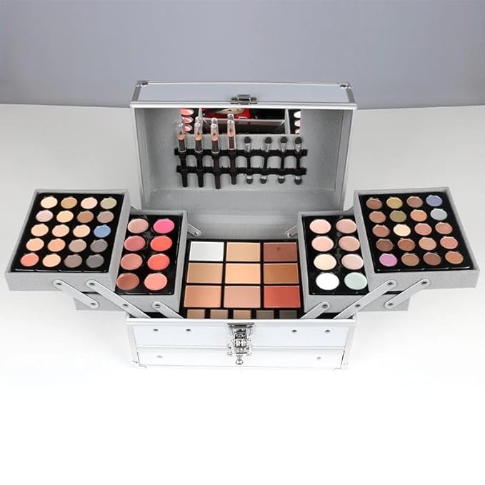 132 Colors All In One Ultimate Color Makeup Kit: Carry All Trunk with Cosmetic Contouring Palette, Concealer, Face Powder, Lip Gloss, Blusher, Contour Shade, Eye Liner, and Eyebrow Powder.-Velvo Beauty