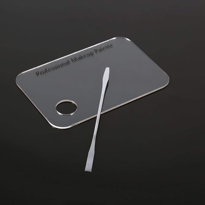 Makeup Palette with Spatula, Rotekt Clear Acrylic Makeup Nail Art Cosmetic Mixing Palette & Stainless Spatula Tool Applicators Set,Nail Holder Display Cosmetic Makeup Palette Tray Accessories-Velvo Beauty
