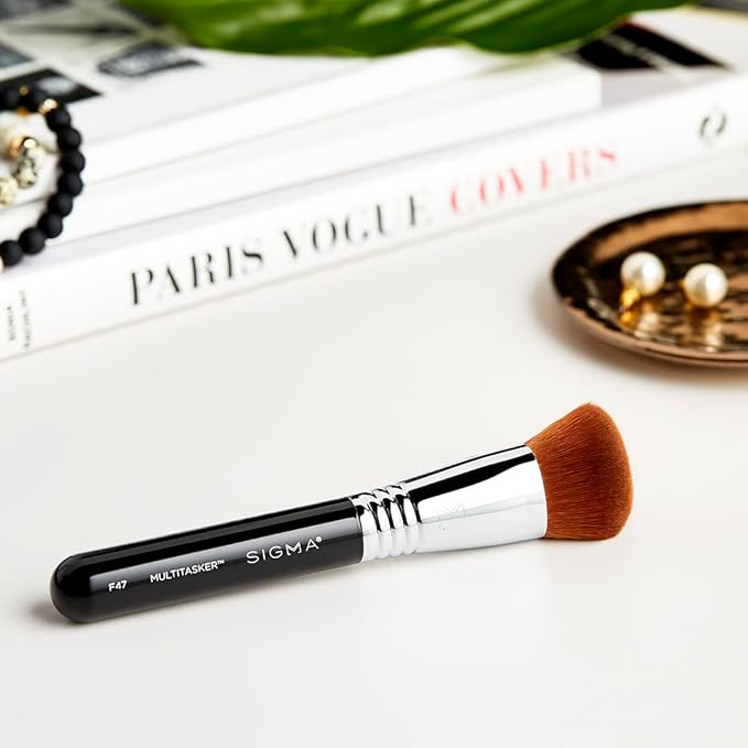 Sigma Beauty F47 Multitasker Makeup Brush – Multi-Use Face Makeup Brush for Blending, Contouring, & Buffing, Use with Foundation, Blush, Bronzer, Contour, or Highlighter (1 Brush)-Velvo Beauty