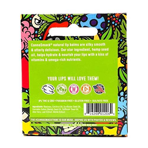 CannaSmack Natural Hemp Lip Balm - Sooth, Protect, & Moisturize Your Lips. 5 Flavors - Mango, Tropical, Peach, Berry, & Cherry - Beeswax, Hemp Seed Oil, Coconut Oil, & Vitamin E - Cruelty Free-Velvo Beauty