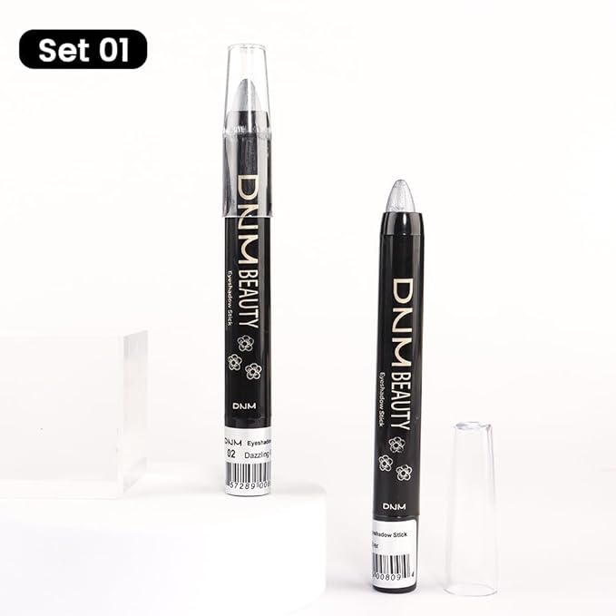 evpct 2Pcs Cream Eyeshadow Sticks Set for Eyes Pearl White & Pearl Black Shimmer Eye Crayon Shadow Brightener Stick Pencil Pen Bulk sombras en crema para ojos 01+03-Velvo Beauty