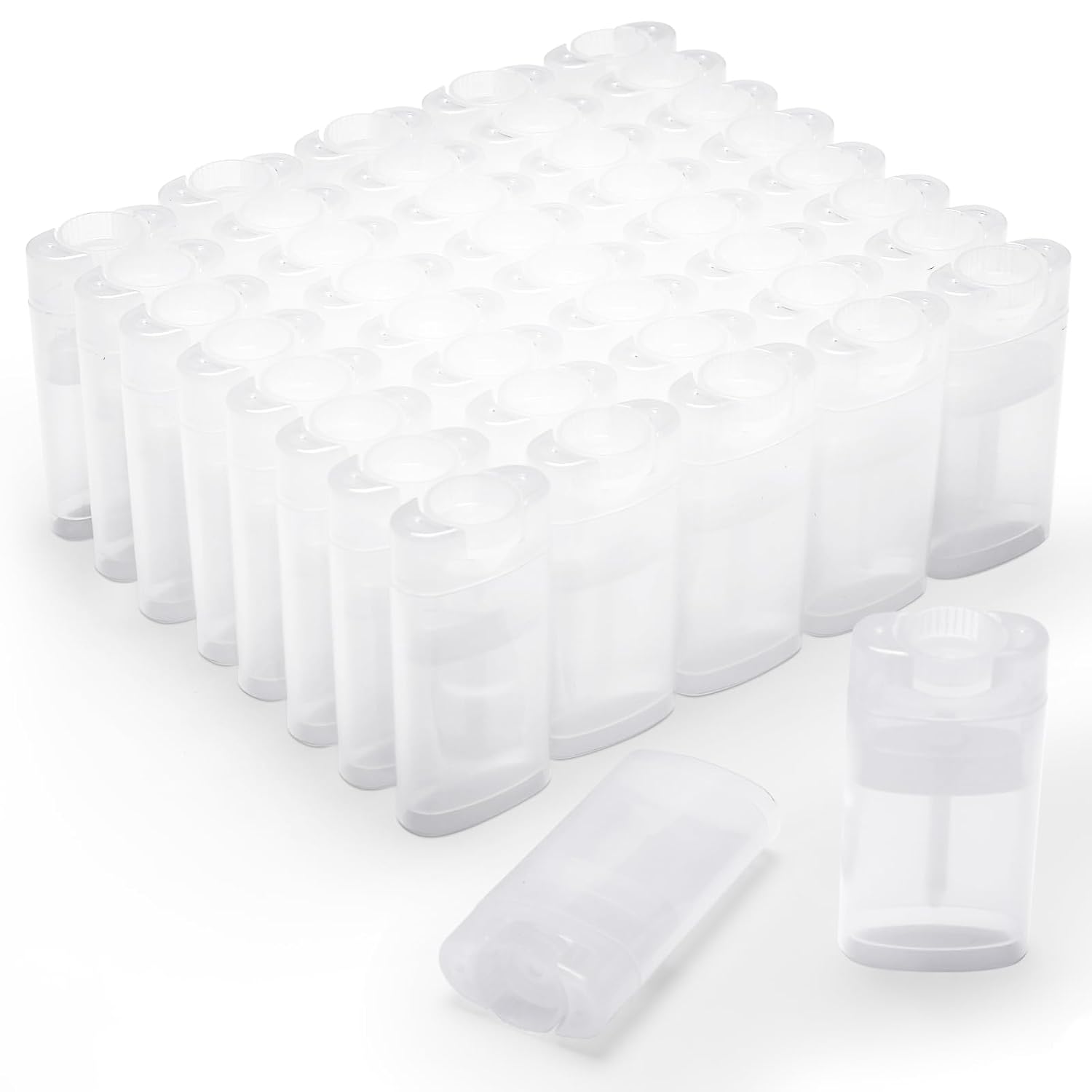 Wesiti 100 Pcs Plastic Empty Deodorant Containers 1/2 oz Travel Deodorant 15ml Refillable Containers Tubes Oval Lip Balm Tubes for Lip Balm DIY (Clear)-Velvo Beauty