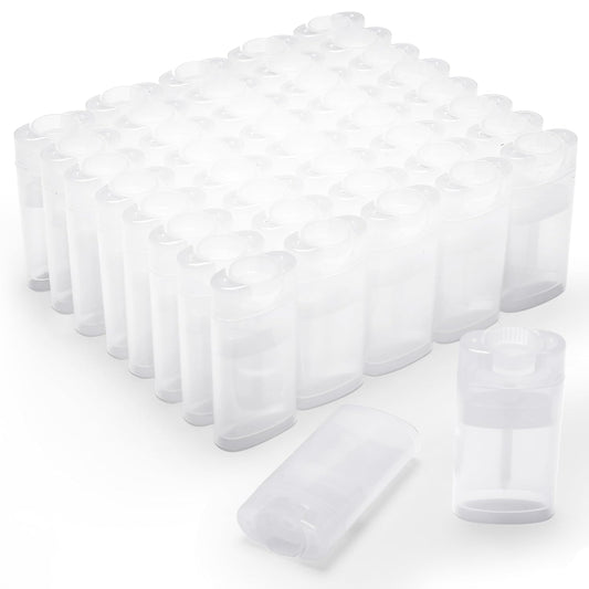 Wesiti 100 Pcs Plastic Empty Deodorant Containers 1/2 oz Travel Deodorant 15ml Refillable Containers Tubes Oval Lip Balm Tubes for Lip Balm DIY (Clear)-Velvo Beauty