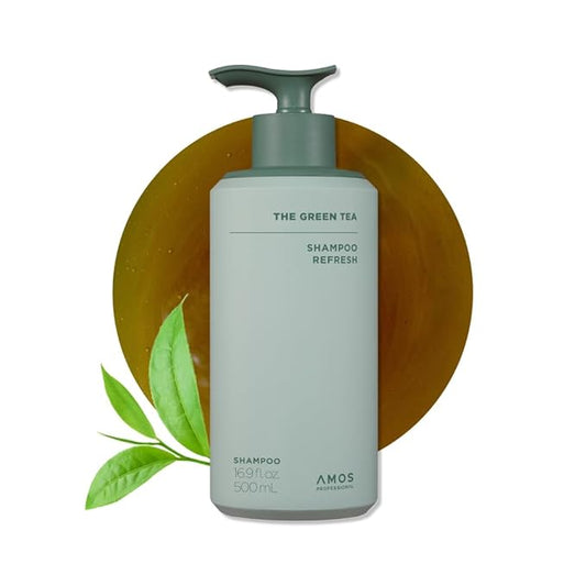 AMOS PROFESSIONAL The Green Tea Shampoo Refresh for Thinning Hair, Korean Shampoo for Oily Scalp l Deep Cleans, Strengthening Hair, All Hair Types, 16.9 fl.oz-Velvo Beauty