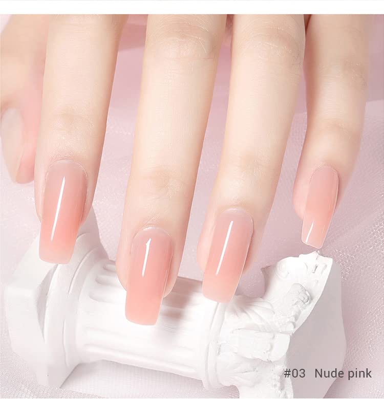 X&D Gel Nail Polish Kit Polygel Quick Dry Natural Clear 5 Colors Nail Extension with Dual Forms, Brush, File Set-Velvo Beauty