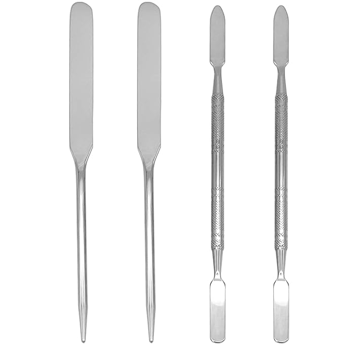 Foundation Spatula Stainless Steel Makeup Mixing Tool Cosmetic Metal Mixer Tool for Professional Color Nail Art Lab Pigment Blending Stick Silver-Velvo Beauty