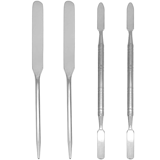 Foundation Spatula Stainless Steel Makeup Mixing Tool Cosmetic Metal Mixer Tool for Professional Color Nail Art Lab Pigment Blending Stick Silver-Velvo Beauty