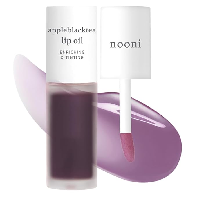 NOONI Korean Lip Oil - Appleblacktea | Long-Lasting, Moisturizing, Plumping, Revitalizing for Dry Lips, Waterproof, No Peel Off, Hydrating, Nourishing Crystal Clear, 0.12 FL Oz-Velvo Beauty