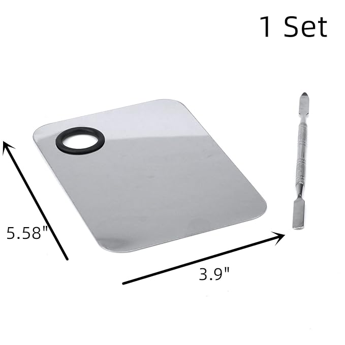 Stainless Steel Ring Beauty Palette, Square Palette, Silver,with Color Stick,1 PCS-Velvo Beauty