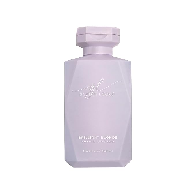 Goldie Locks Brilliant Blonde Purple Shampoo for Blonde, Lightened, Grey Hair & Extensions, Brightens, Tones, Eliminates Brass, Sulfate-Free, Nourishing, Moisturizing, Color Safe, 8.45 Fl Oz Bottle-Velvo Beauty