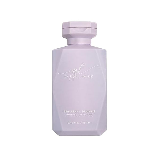 Goldie Locks Brilliant Blonde Purple Shampoo for Blonde, Lightened, Grey Hair & Extensions, Brightens, Tones, Eliminates Brass, Sulfate-Free, Nourishing, Moisturizing, Color Safe, 8.45 Fl Oz Bottle-Velvo Beauty