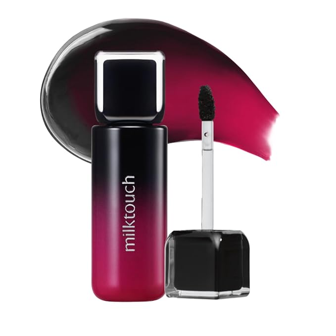 MILKTOUCH Black Peel Off Lip Tattoo - Long-Lasting Matte Lip, Waterproof & Transfer-Proof, Highly Pigmented, Stay-On-All-Day Lip Tint Stain (4.5g) #01 Black Cherry-Velvo Beauty