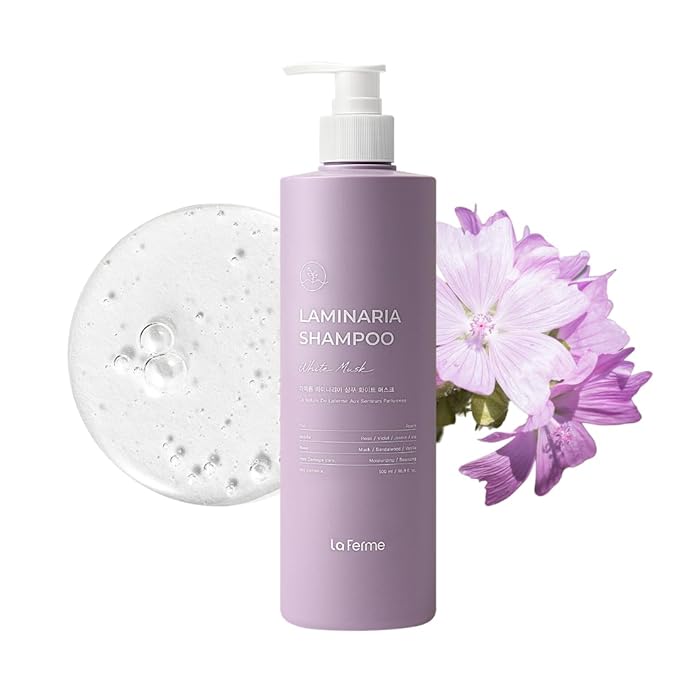laferme Laminaria Shampoo with Organic Ingredient, Korean Clarifying Shampoo, Hydrating for Dry Hair, Strengthening for Weak Hair, Sulfate & Paraben free, For Women & Men (16.9 FL. OZ., White Musk)-Velvo Beauty