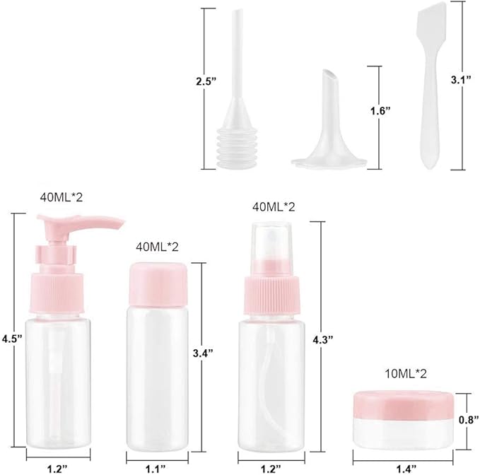 Vitog Travel Bottles Kit, TSA Approved Leak Proof Portable Toiletry Containers Set, Clear PET Flight Size Cosmetic Containers for Lotion, Shampoo, Cream, Soap, Set of 11-Velvo Beauty