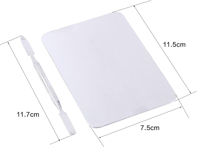 Mixing Palette Small Stainless Steel Makeup Palette Rec Shape Mixing Plate Tools with Spatula Nail Art Palette for Blending Cosmetic Shades-Velvo Beauty