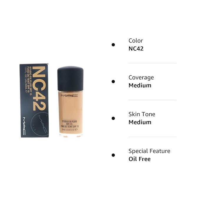 MAC Studio Fix Fluid Foundation SPF5, NC42, 1 Count, 1 Ounce-Velvo Beauty