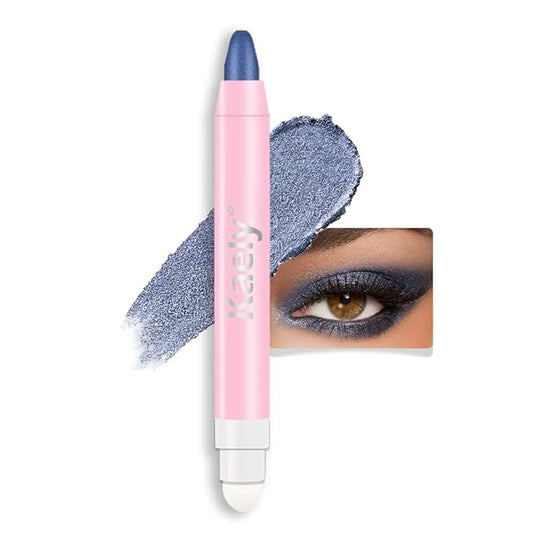 Kaely 2in1 Cream Eye Shadow Brightener Sticks for Eyes, Pencil Eyeshadow Applicator Stick Waterproof Pigmented, Eye Shadow Palette Highlighter Makeup, sombras para ojos, 31 Midnight Blue Shimmer-Velvo Beauty