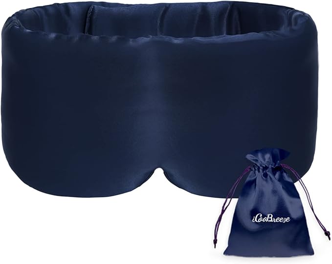 100% Handmade Bamboo Sleeping Eye Mask for Women for Men,Night Masks,Organic Sleep Mask,Blockout Eye Mask for Sleeping,Large Size Adjustable (Navy Blue)-Velvo Beauty