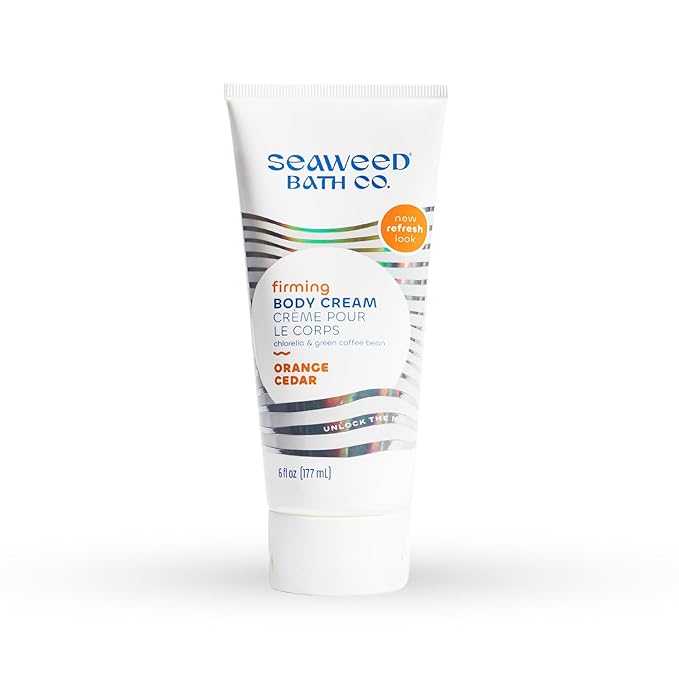 Seaweed Bath Co. Firming Body Cream, Orange Cedar Scent, 6 Ounce, Skin Toning Hand & Body Lotion Moisturizer for Dry Skin, with Sustainably Harvested Seaweed, Chlorella, Green Coffee Bean-Velvo Beauty