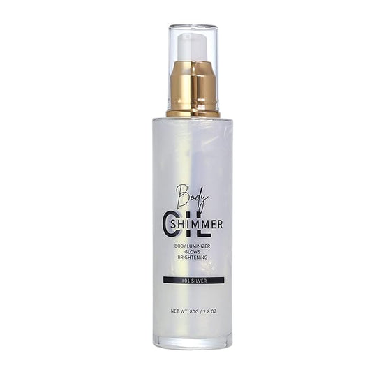 Shimmer Body Luminizer 5 Color Waterproof Smooth Face Body Glow Illuminator Non-sticky Liquid Body Highlight Illuminator for Face & Body & Leg (80 ML, 01 Pearl White)-Velvo Beauty