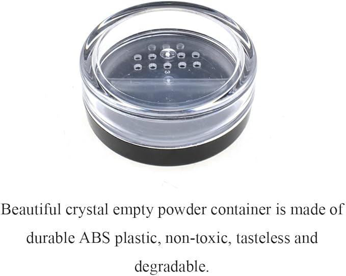 HAHIYO 4pcs 10ml/0.34oz Plastic Empty Travel Compact Case Makeup Cosmetic Jar Refillable Powder Box No Leak Holder with Rotatable Sifter and Black Screw Lid-Velvo Beauty