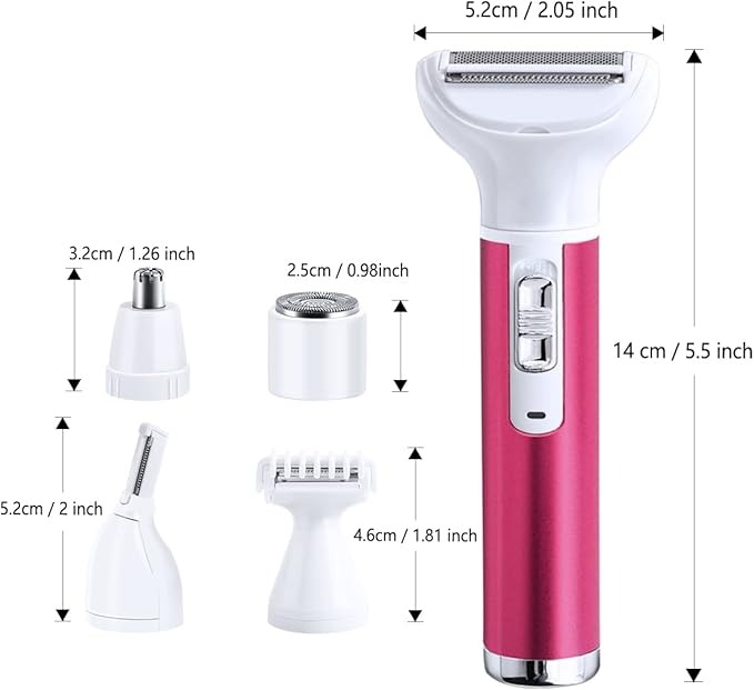Electric Razor for Women Removal for Body Nose Hair Trimmer Face Shavers Eyebrow Legs Armpit Bikini Area Pubic Underarms Painless Rechargeable Portable 5 in 1 Womens Razors Set-Velvo Beauty