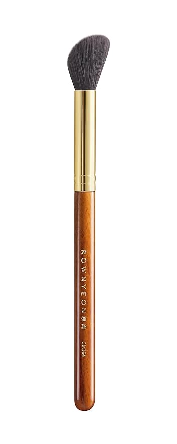 Desert Oak Series Angled Blush Brush - Soft Goat Hair Bristles for Powder/Cream Blush & Bronzer, Ergonomic Ebana Handle & Brass Ferrule, Beginner to Pro (CM 164)-Velvo Beauty