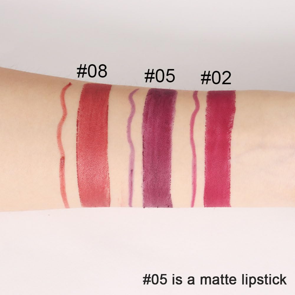 Kaely 2-in-1 Plum Purple Lip Liner & Lipstick Set Kit for Women, Matte Lips Kit with Lip Liner Lip Stains Long Lasting Waterproof 24 Hour Lipstick and Lip Liners Combo Lipliners Pencil Set 05-Velvo Beauty
