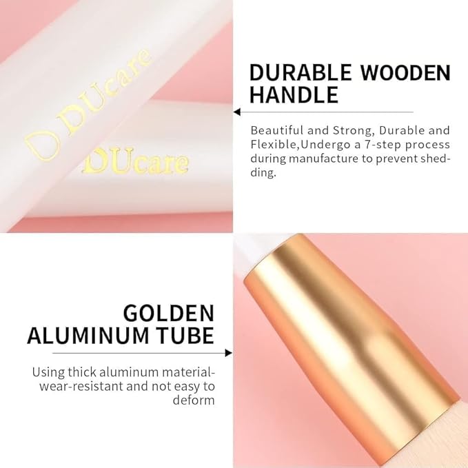 DUcare Flat Top Foundation Brush, Premium Contour Kabuki Brush, Professional Makeup Brush, Densely Packed Bristles, Multi-Purpose Face Buffing Blending Makeup Brushes for Liquid/Cream/Powder-Velvo Beauty