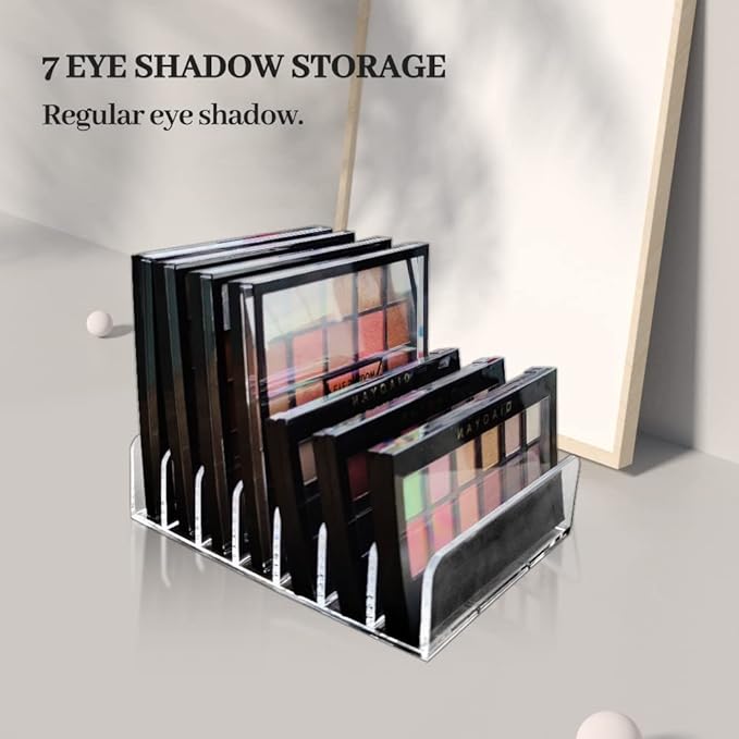 Acrylic Clear Eyeshadow Palette Organizer 7 Sectons Makeup Palette Organizer for Bathroom Countertops,Vanities-Velvo Beauty