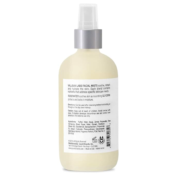 VALJEAN LABS Face Mist - Calm | Rosewater + Glycerine | Calms, Moisturizes, Soothes | Helps to Even Complexion | Paraben Free, Cruelty Free, Made in USA (8 oz)-Velvo Beauty