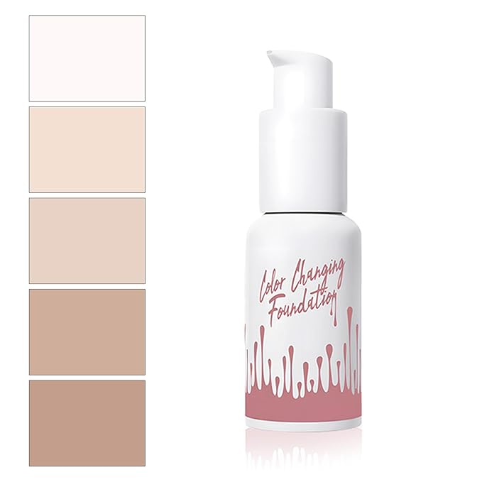Color Changing Foundation Liquid, Skintone Matching Foundation, Full Coverage, Long Lasting, Lightweight Coverage, Oil Free and Silicon Free, Double Wear, Lightening, Sweat and Water Resistant-Velvo Beauty
