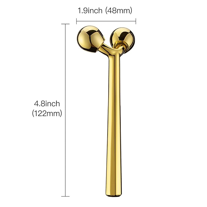 Tekson Facial Roller Massager, 3D Metal face Massage Tool for Eye Reduce Puffiness, Face Lift, Anti-Aging, Skin Tightening (Gold)-Velvo Beauty