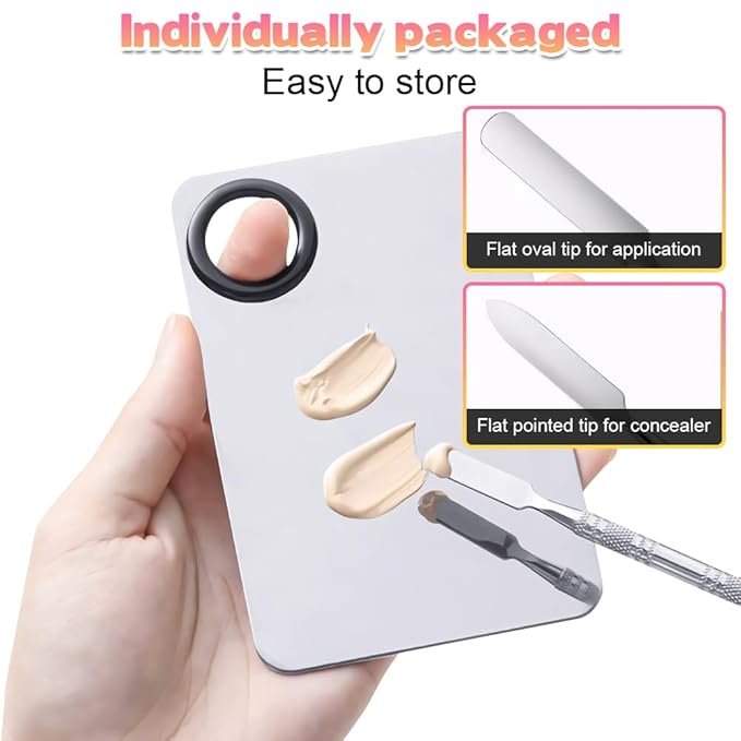 Makeup Mixing Palettes, Makeup Palette with 6PCS Mini Powder Puff, Foundation Palette with Makeup Spatula, Stainless Steel Nail Art Palette Set, For Makeup Pigment Blending-Velvo Beauty