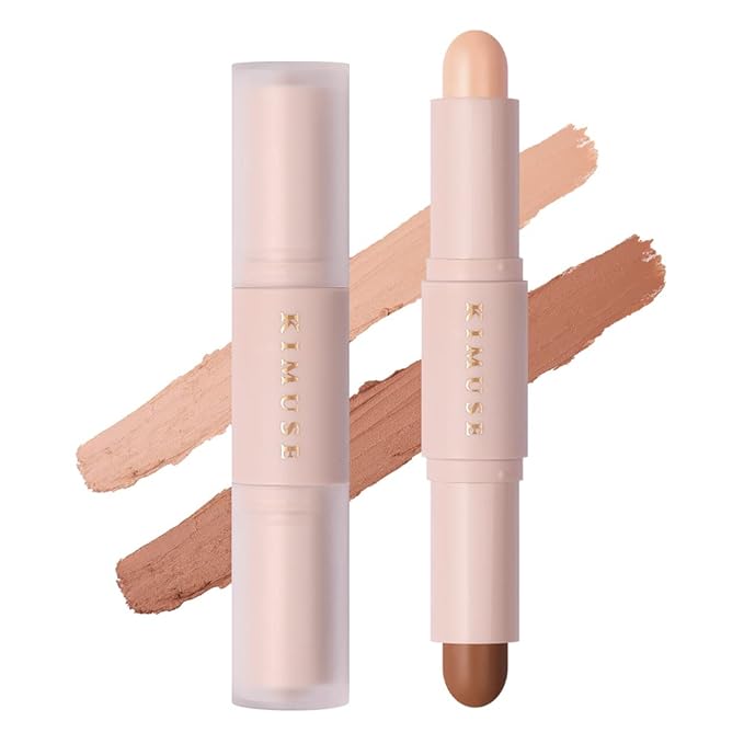 KIMUSE 2Color Dual Cream Contour Stick, Highlight & Contour Bronzer Stick, Long Lasting & Waterproof Contour Sticks Kit for Light Skin Face Makeup-Velvo Beauty