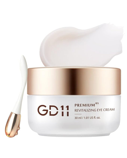 GD11 Premium RX Revitalizing Eye Cream | Anti-Aging & Anti-Wrinkle Cream for Elasticity Care with Stem Cell Extract & Shea Butter | Hydrating, Soothing, and Cooling Cream with Metal Massager, 1.01 oz.-Velvo Beauty