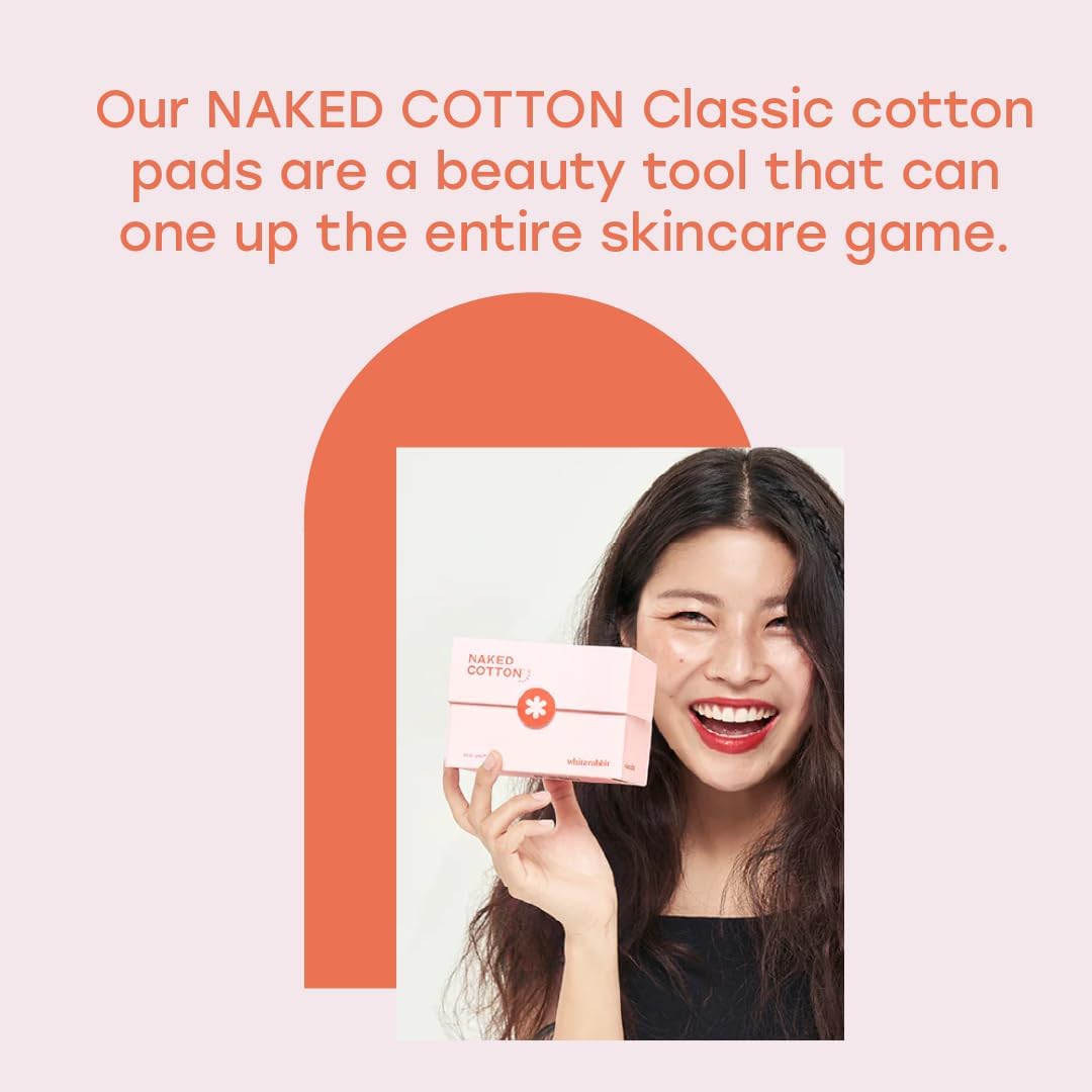 White Rabbit - Naked Cotton Classic - Premium Facial Cotton Pads - for Makeup Remover, Toner, Mask - 100% Cotton, Unbleached, Lint-Free - Extra Soft & Durable - Natural & Cruelty-Free - 100 Count-Velvo Beauty