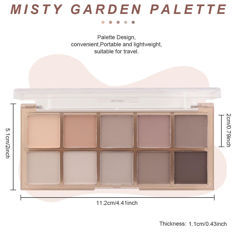 10 Colors Nude Gray Taupe Matte Eyeshadow Palette,Neutral Nude Eye Shadow Palette,Long Lasting Waterproof Travel Size Makeup Pallete,Vegan,Cruelty -free-Velvo Beauty